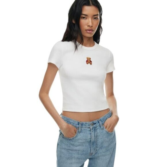 Aritzia  Sunday Best Besthug™ Little Ribbed White T-Shirt - Picture 1 of 8
